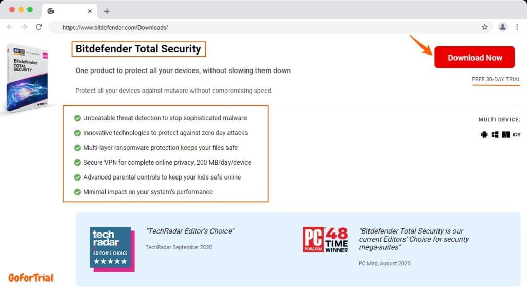 Bitdefender-Free-Trial page