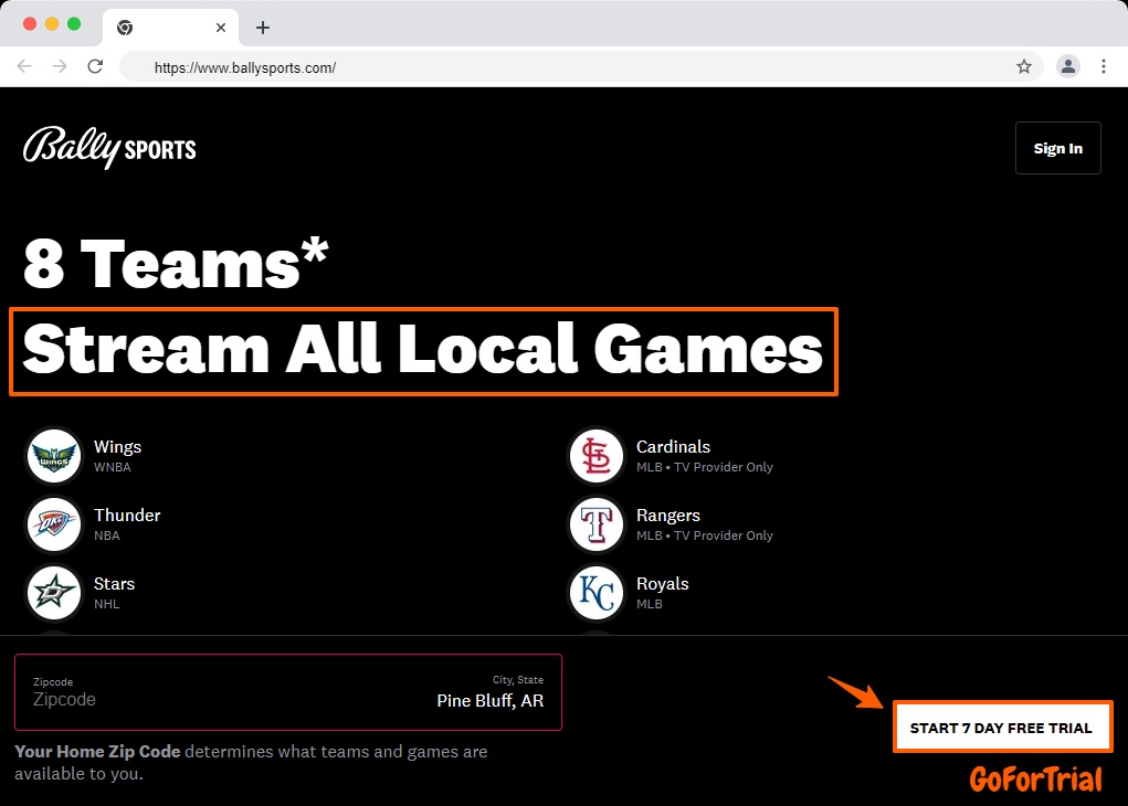 Bally Sports Plus 7 Day Trial Option