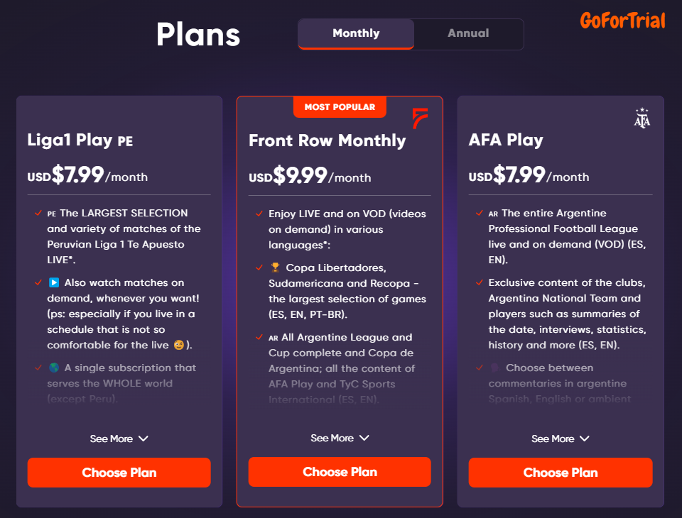 Fanatiz Trial - Start and Enjoy watching your favorite sports content. 2 Fanatiz Plans
