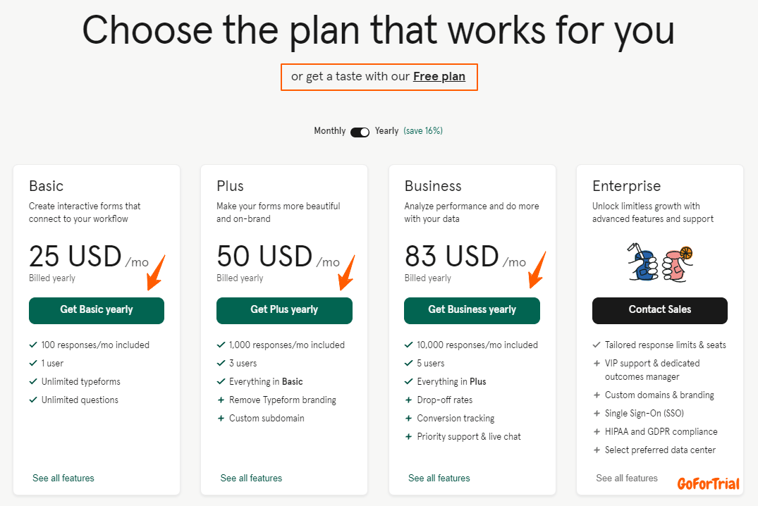 Typeform Pricing Plans
