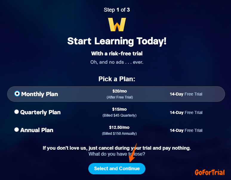 Wondrium Pricing Plans with 14 Days Trial
