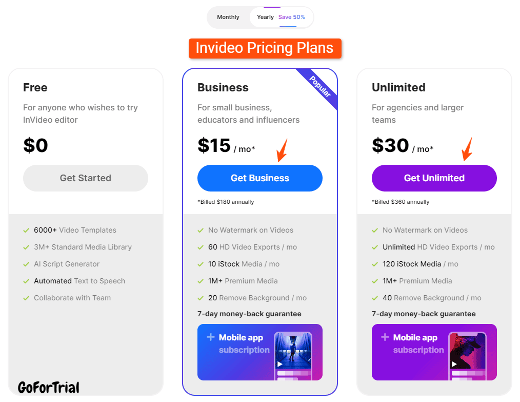 Invideo Pricing Plans