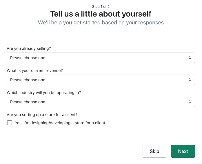 Form Shopify Trial Start