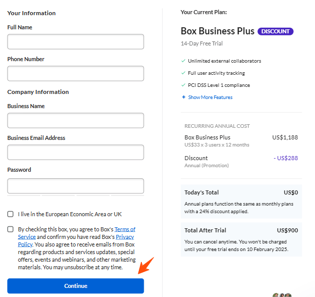 Box Free Trial: Start Your Trial Account for Free Now!! 7 Box-Signup-Page