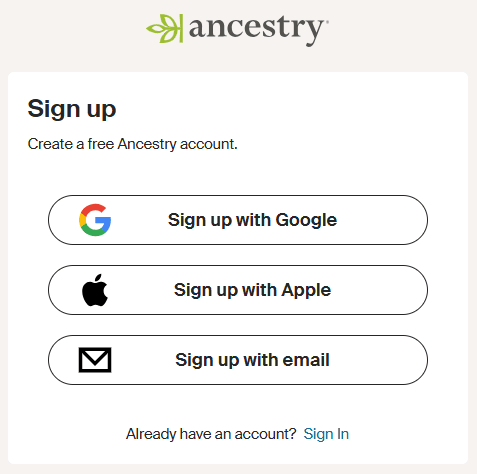 Ancestry-Sign-up