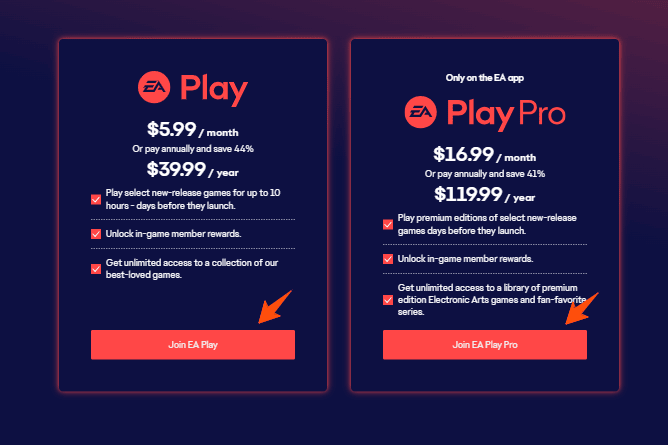 EA Play Free Trial Options, Start Your 7 Days Trial Account for Free Today 9 EA-Play-Pricing-plans